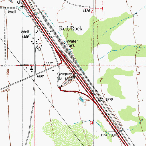 Topographic Map of Red Rock Interchange, AZ