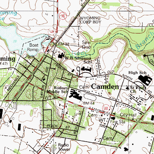 Topographic Map of Camden Wyoming Post Office, DE