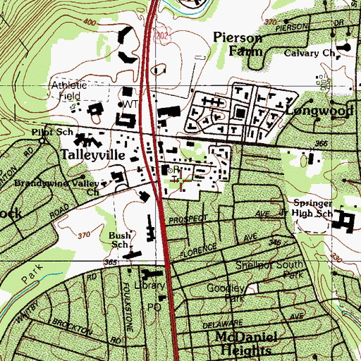Topographic Map of Talleyville Post Office, DE