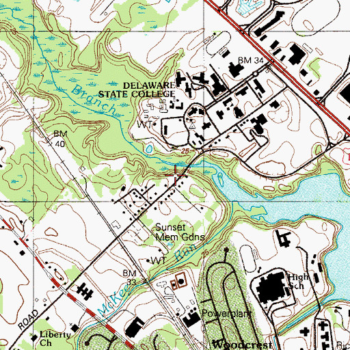 Topographic Map of College Business Park, DE