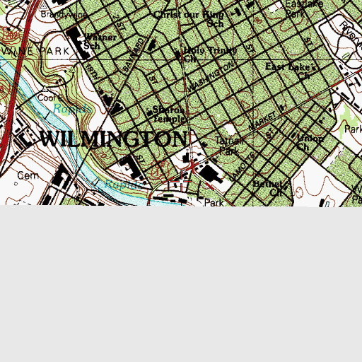 Topographic Map of Wilmington Senior Center, DE