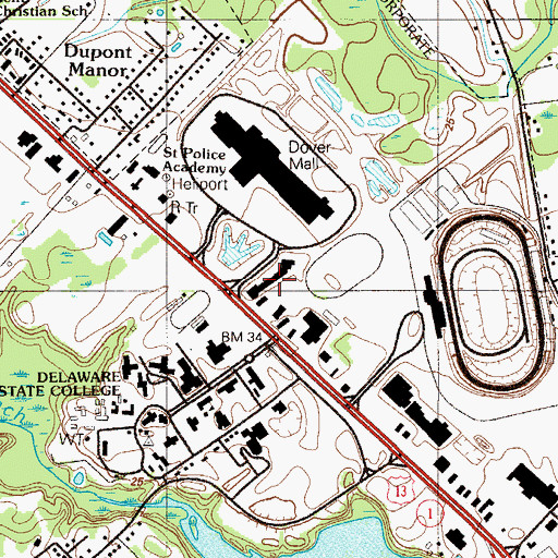 Topographic Map of Dover Commons Shopping Center, DE