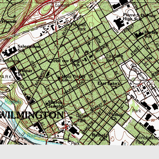 Topographic Map of United Independent Methodist Church, DE