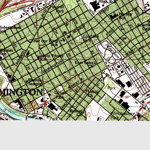 Topographic Map of Anointed Word Evangelistic Church, DE