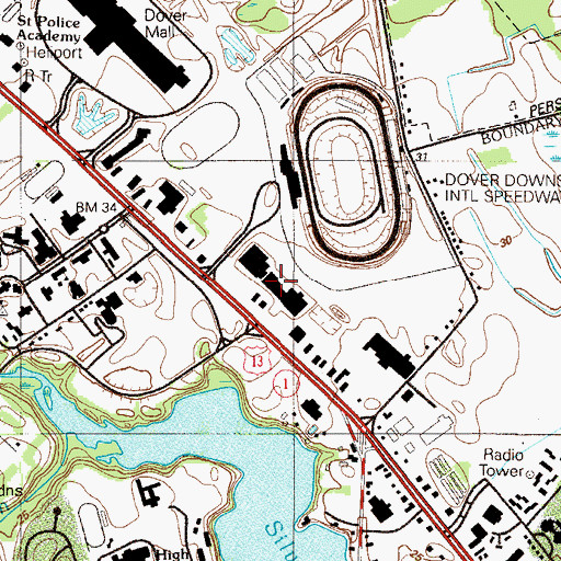 Topographic Map of North Dover Shopping Center, DE