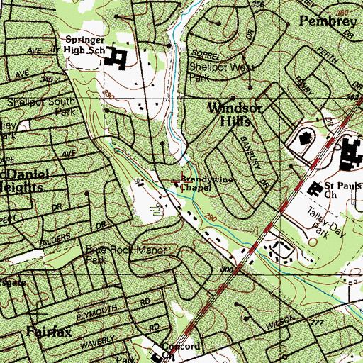 Topographic Map of Brandywine Chapel, DE