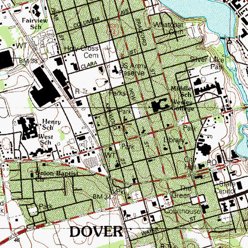 Topographic Map of Calvary Baptist Church, DE