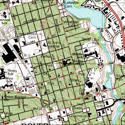 Topographic Map of Wesley College Parking Lot D, DE