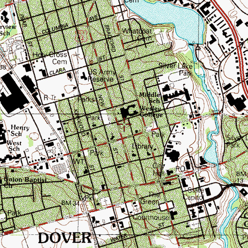 Topographic Map of Wesley College Carpenter Hall, DE