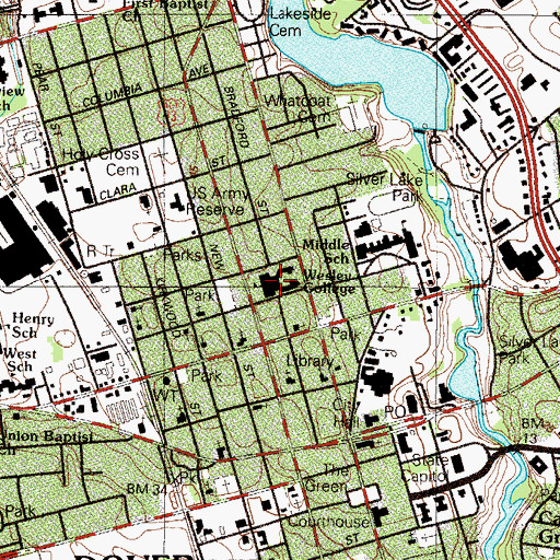 Topographic Map of H B DuPont College Center, DE