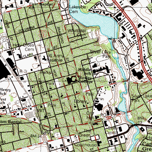 Topographic Map of Wesley College Cannon Hall, DE