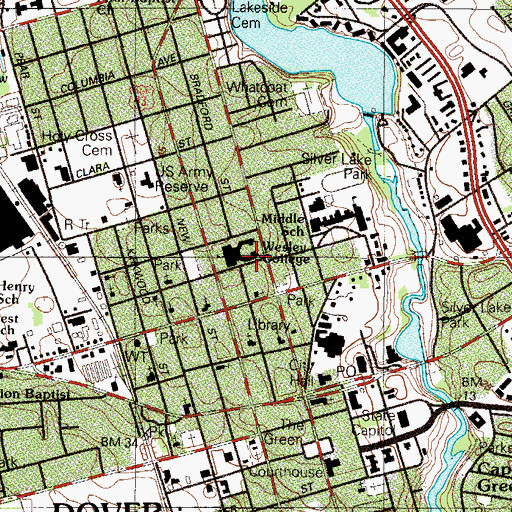 Topographic Map of Robert Parker Library, DE