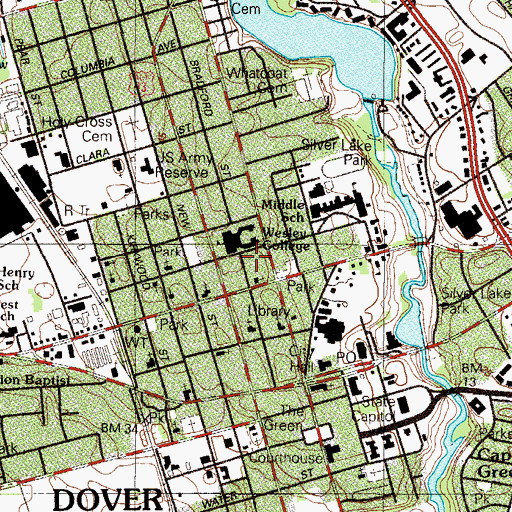 Topographic Map of Wesley College Parking Lot A, DE