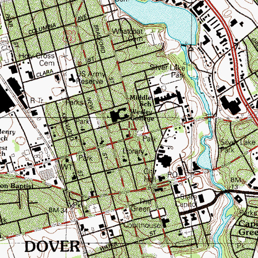 Topographic Map of Wesley College Longwood Hall, DE