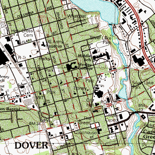 Topographic Map of Wesley College Parking Lot B, DE