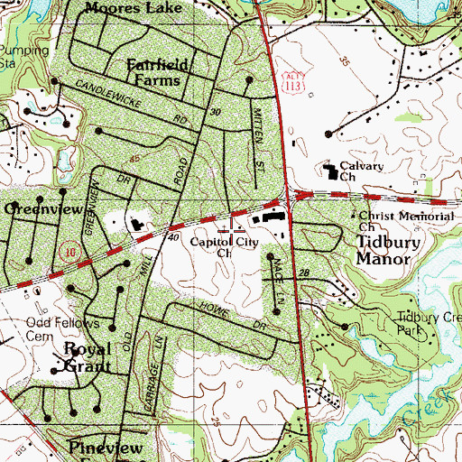 Topographic Map of Capitol City Church of Christ, DE