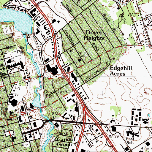 Topographic Map of Edgehill Shopping Center, DE