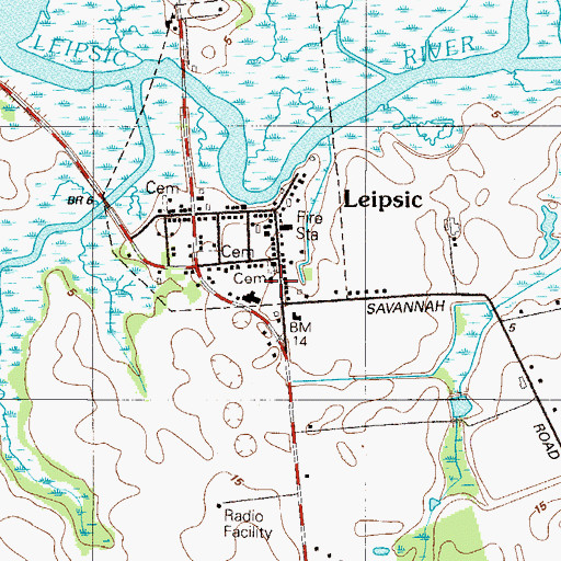 Topographic Map of Leipsic Town Hall, DE