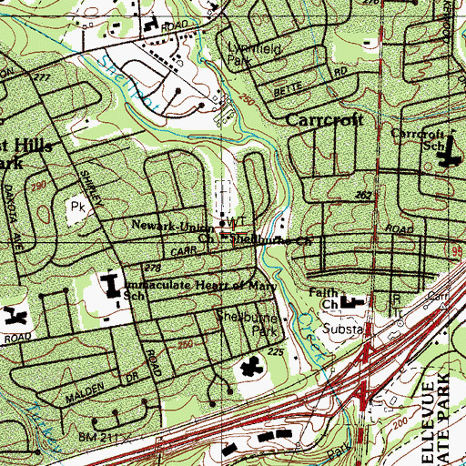 Topographic Map of Shellburne Bible Church, DE