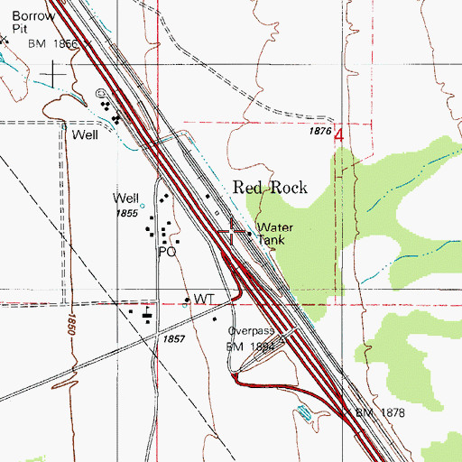 Topographic Map of Red Rock Railroad Station, AZ