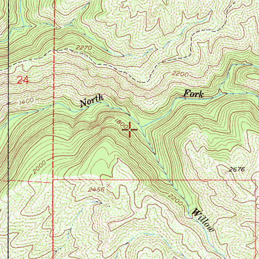 Topographic Map of Willow Creek, CA