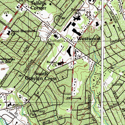 Topographic Map of Bethel Baptist Church, DE