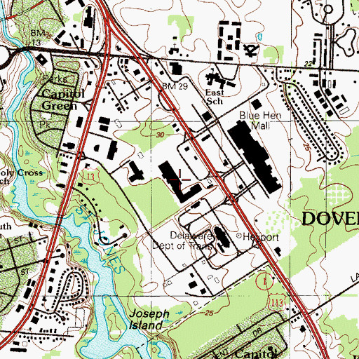 Topographic Map of Bay Court Plaza Shopping Center, DE