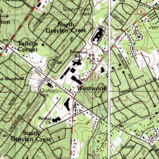 Topographic Map of Branmar Center Shopping Center, DE
