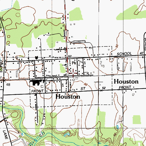 Topographic Map of Houston Post Office, DE