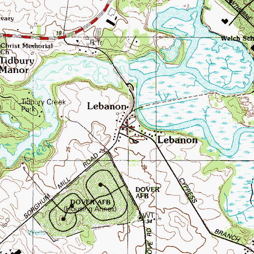 Topographic Map of Lebanon Wesleyan Church, DE