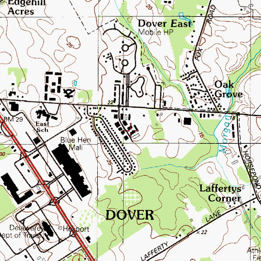 Topographic Map of Tudor Industrial Park, DE