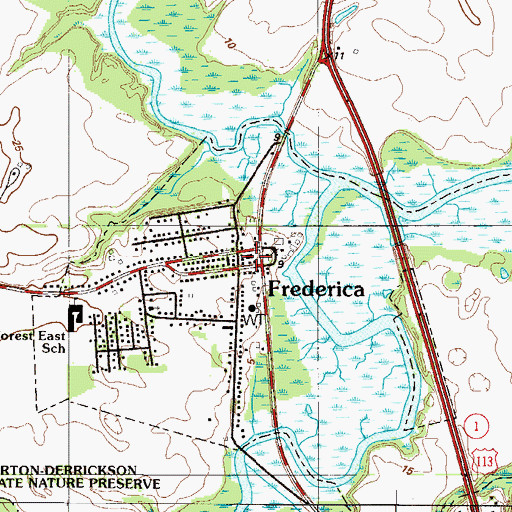 Topographic Map of Frederica City Hall, DE