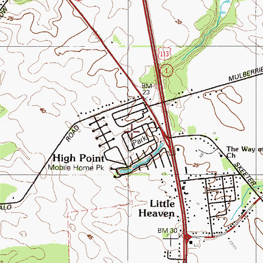 Topographic Map of High Point Mobile Home Park, DE