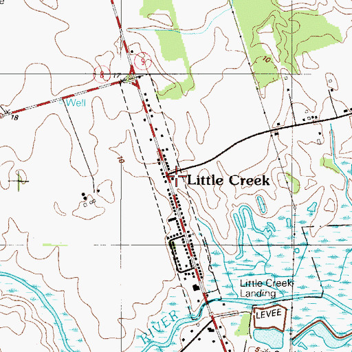 Topographic Map of Little Creek Town Hall, DE
