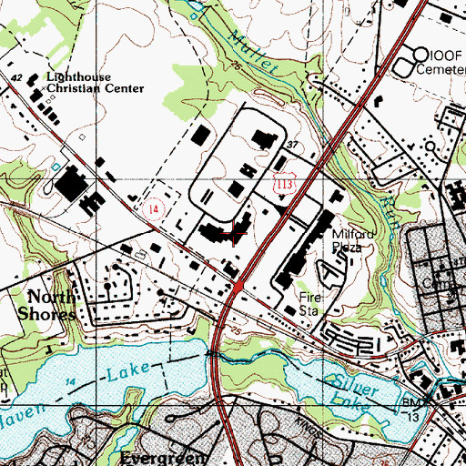 Topographic Map of Milford Village Shopping Center, DE