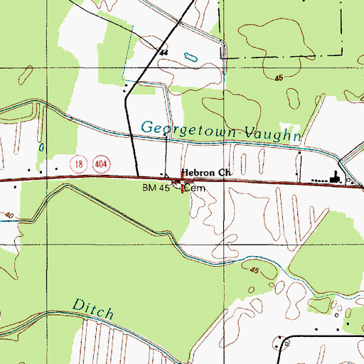 Topographic Map of Hebron Cemetery, DE