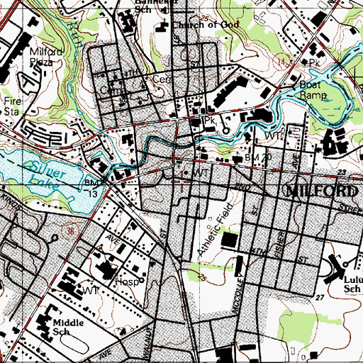 Topographic Map of Milford City Hall, DE