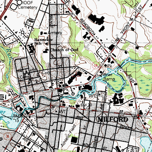 Topographic Map of Milford Shopping Center, DE