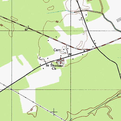 Topographic Map of Saint Thomas Cemetery, DE
