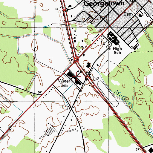 Topographic Map of Food City Shopping Center, DE