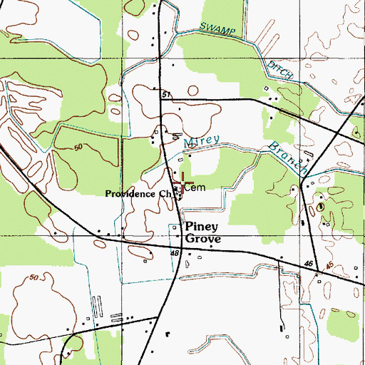 Topographic Map of Providence Cemetery, DE