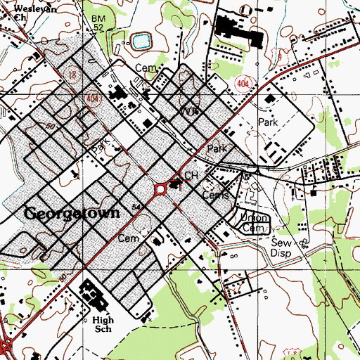 Topographic Map of Sussex County Courthouse, DE