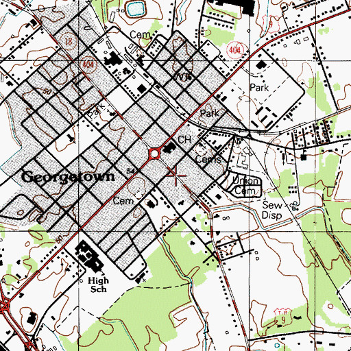 Topographic Map of Georgetown Public Library, DE