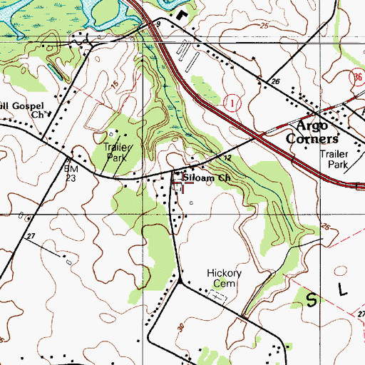 Topographic Map of Siloam Cemetery, DE