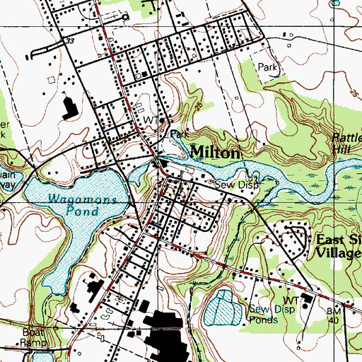 Topographic Map of Milton Town Hall, DE