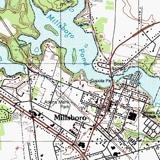 Topographic Map of Millsboro Public Library, DE