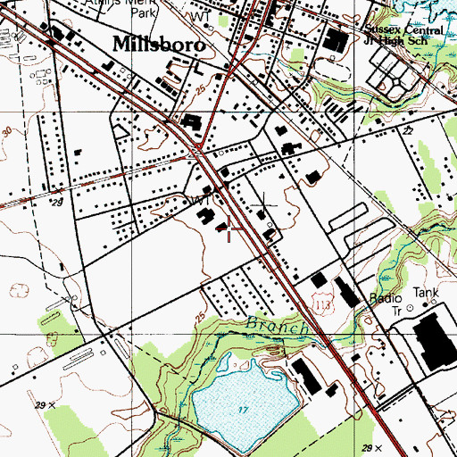 Topographic Map of Millsboro Town Square Shopping Center, DE