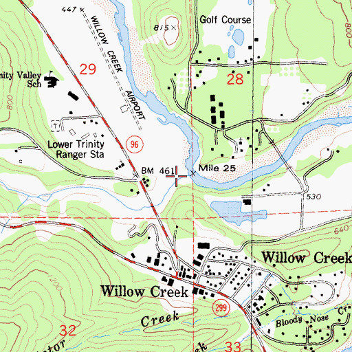 Topographic Map of Willow Creek, CA