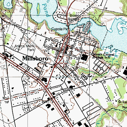 Topographic Map of Millsboro Post Office, DE