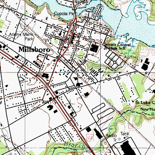 Topographic Map of Millsboro Town Hall, DE